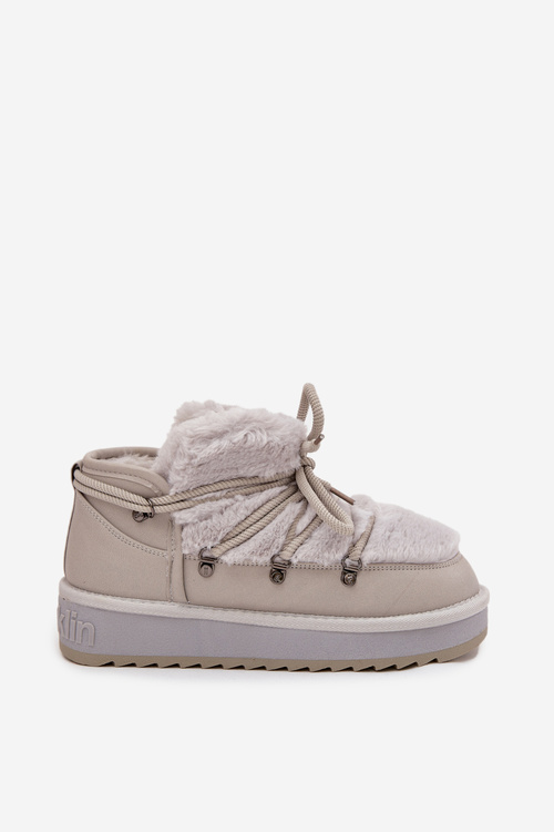Niskie Śniegowce Na Platformie Z Futerkiem D.Franklin DFSH370011 Jasnoszare