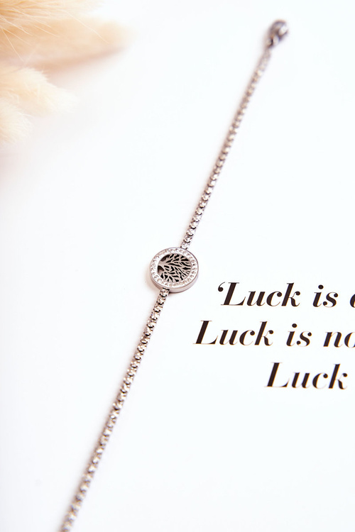 Pojedyncza Damska Bransoletka Z Ozdobą I Cyrkoniami Srebrna