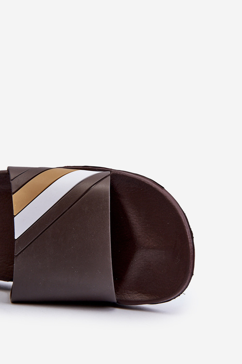 Klasyczne Lekkie Klapki Męskie Brązowe Bemostom