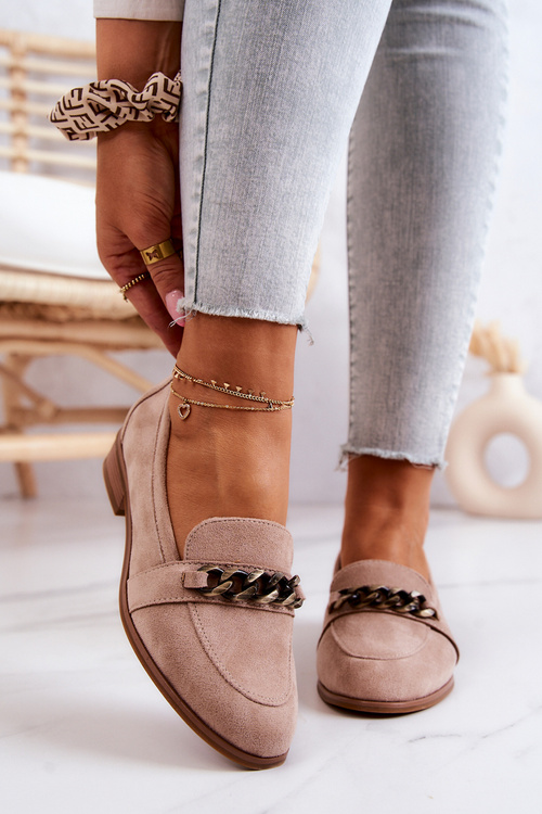 Zamszowe Półbuty Mokasyny Beżowe Yasmin