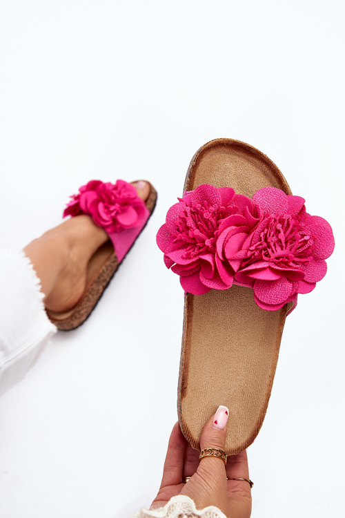 Damskie Klapki Z Kwiatami Fuksja Lulania