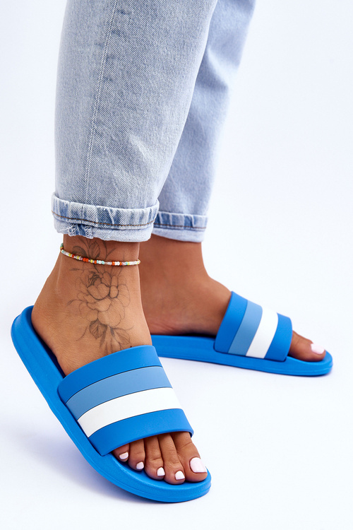 Damskie Klapki W Paski Niebieskie Vision