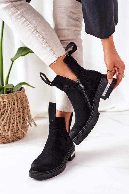 Ocieplane Botki Sztyblety Z Suwakiem Czarne My Way
