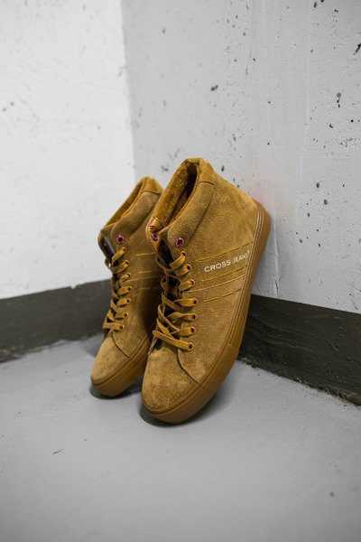 Trampki Męskie Cross Jeans Wysokie Skóra Zamsz Camel EE1R4054C