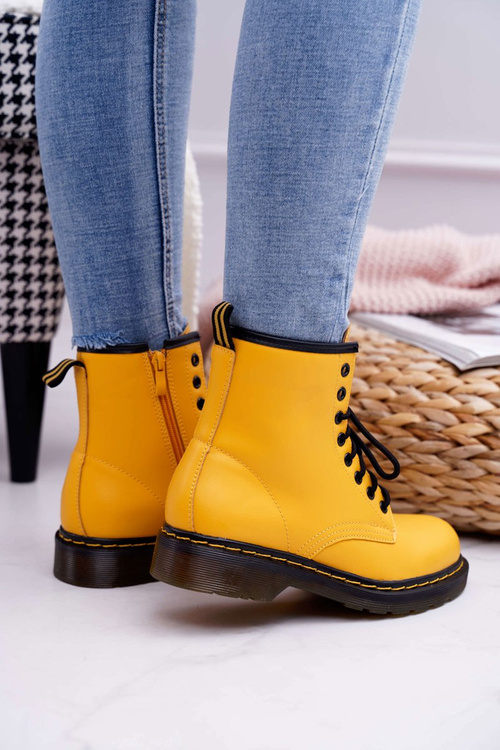 Damskie Botki Trapery Glany Żółte Gangsta