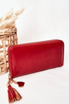 Duży Portfel Damski Z Breloczkiem Czerwony