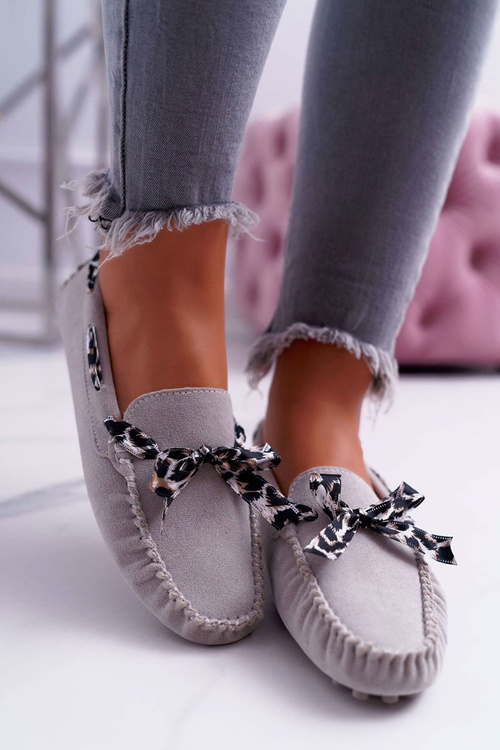 Mokasyny Damskie Lu Boo Wygodne Szare Plummy