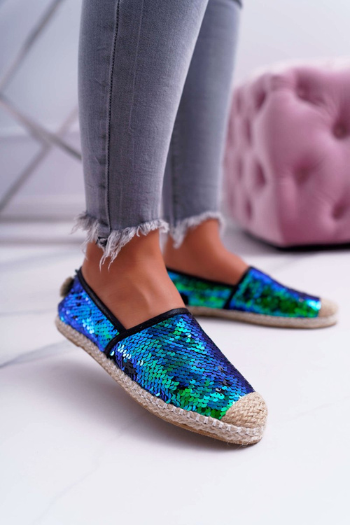 Espadryle Damskie Lu Boo Zielone Cekiny