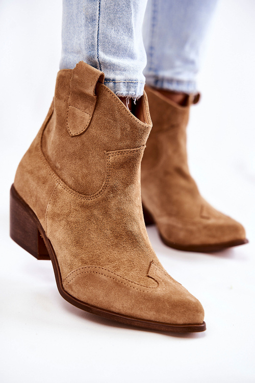 Damskie Botki W Szpic Lewski Shoes 3236 Beżowe