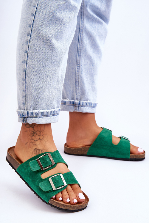 Damskie Klapki Wsuwane Zielone Destino
