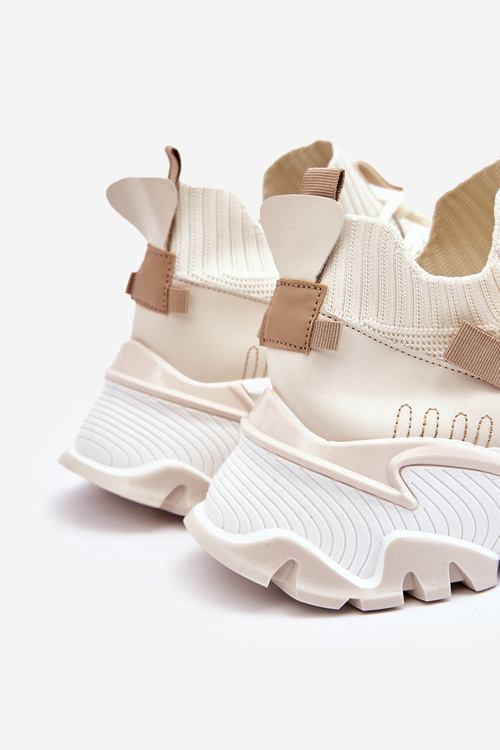 Damskie Sneakersy Skarpetkowe Wsuwane Beżowe Keaton