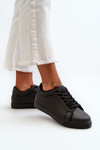 Niskie Sneakersy Buty Sportowe Damskie Z Eko Skóry Czarne Diunna