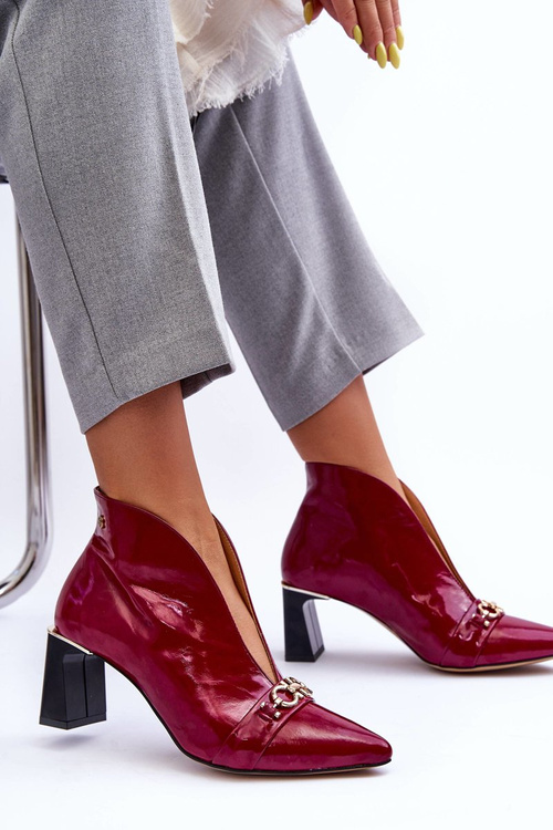 Skórzane Botki Na Słupku Maciejka 05262-15 Fuksja