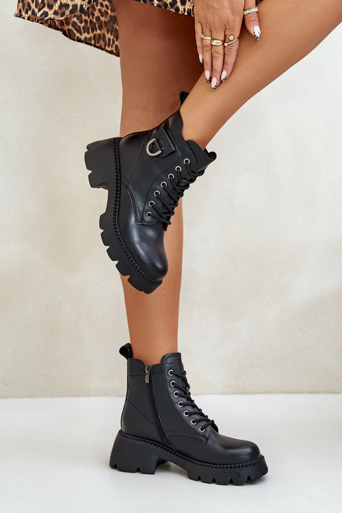 Ocieplane Botki Damskie Ze Skóry Naturalnej Vinceza 41460 Czarne