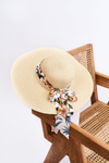 Elegancki Damski Kapelusz Z Materiałową Kokardą Jasnobeżowy