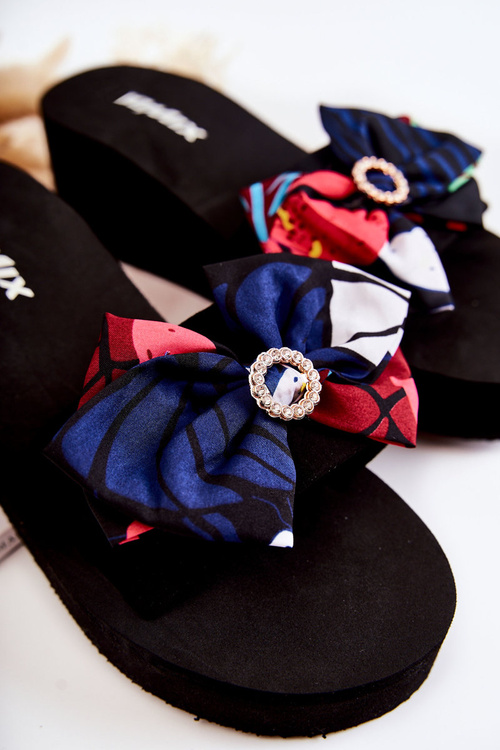 Damskie Piankowe Klapki Na Koturnie Czarne Silana