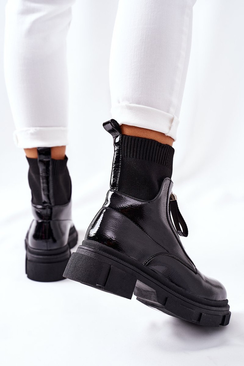 Botki Na Masywnej Podeszwie Czarne Chicago