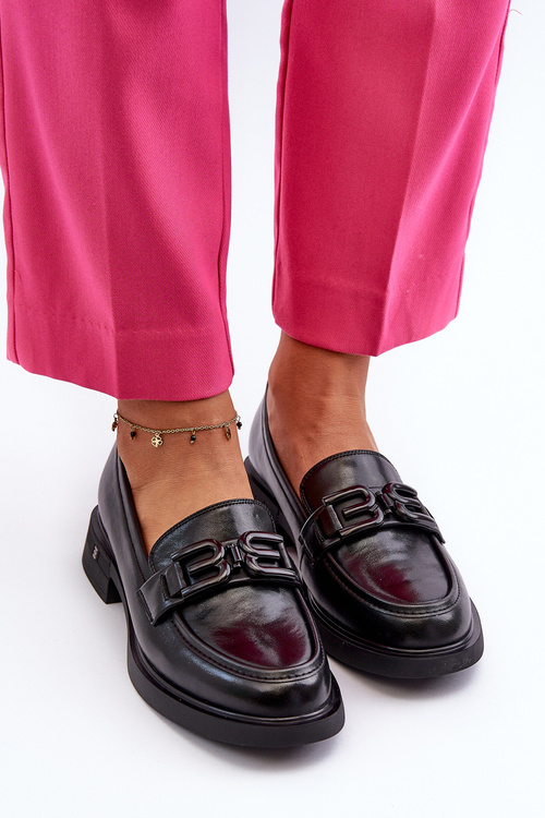 Eleganckie Skórzane Mokasyny Damskie Czarne Triana