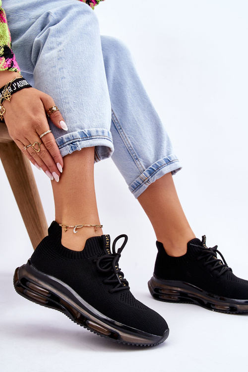 Damskie Wsuwane Skarpetkowe Buty GOE JJ2N4080 Czarne