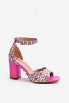 Sandały Na Słupku W Kwiaty Fuksja Vitamella
