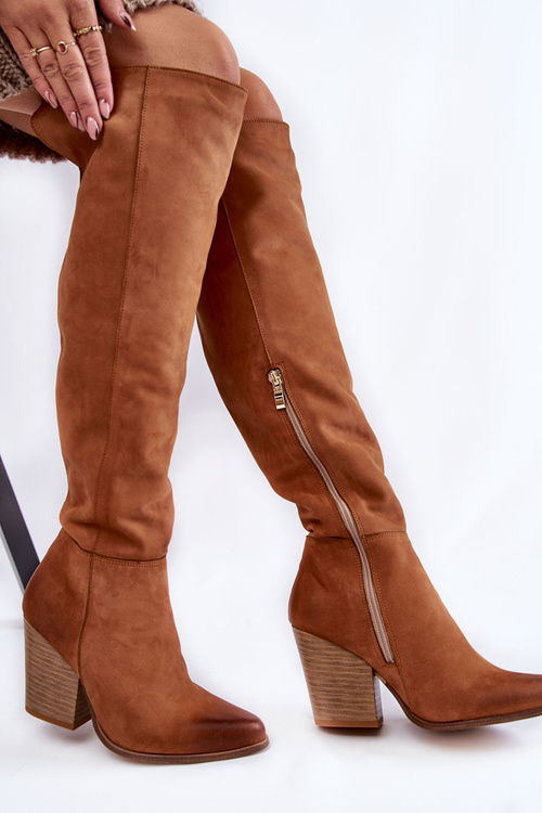 Damskie Skórzane Kozaki Muszkieterki Lewski 2833 Camel