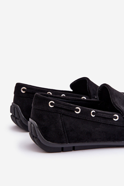 Męskie Zamszowe Wsuwane Mokasyny Czarne Rayan