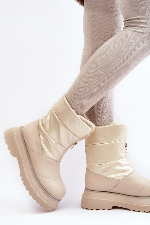 Śniegowce Damskie Na Grubej Podeszwie Z Suwakiem GOE MM2N4079 Beżowe