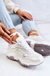 Damskie Błyszczące Sneakersy Białe Callisto