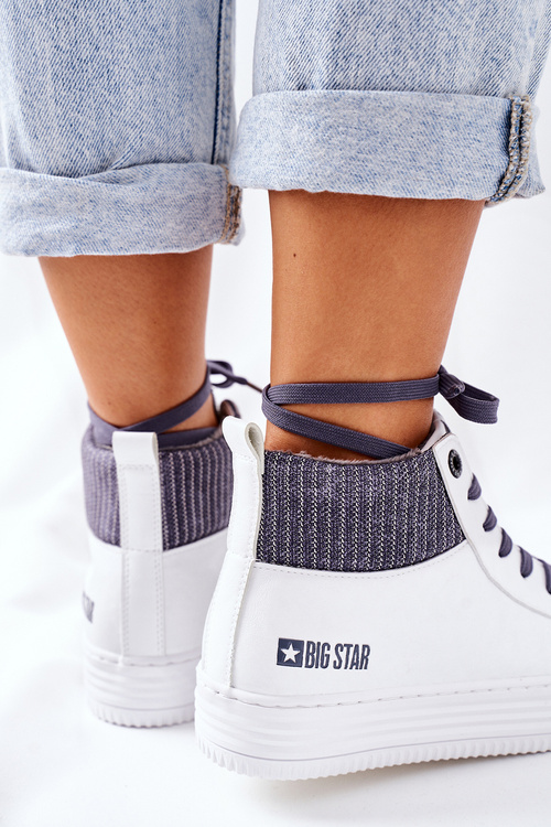 Wysokie Ocieplane Trampki Big Star II274144 Biało-Szare