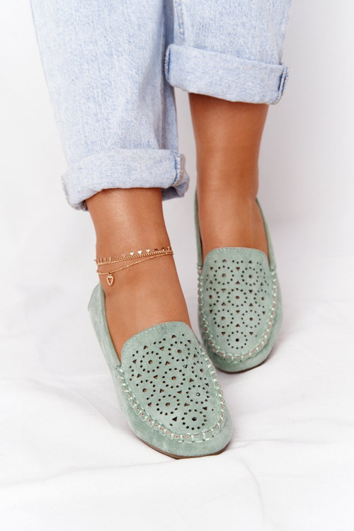 Damskie Zamszowe Mokasyny Zielone Molly