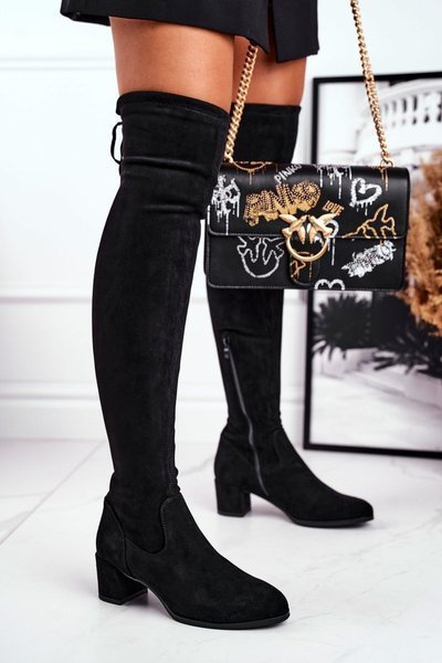 Damskie kozaki Sergio Leone lycra czarne KZ281