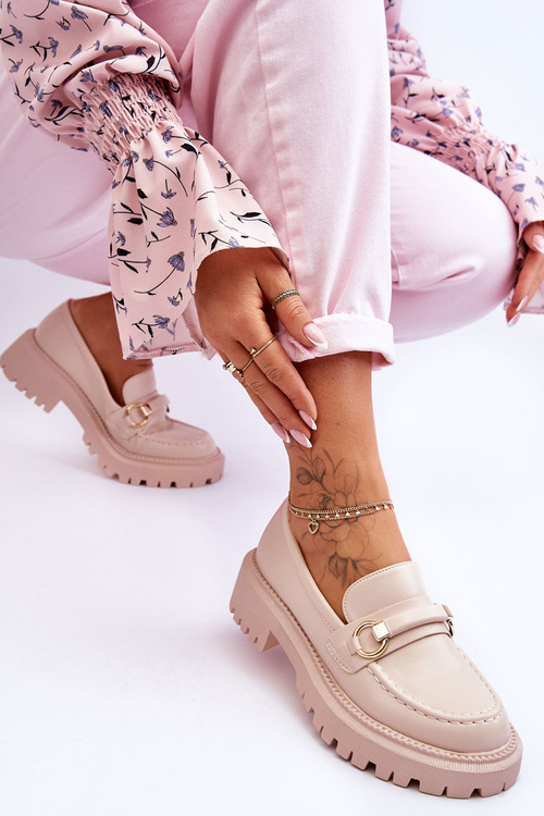 Damskie Mokasyny Na Masywnej Platformie Beżowe Calypso