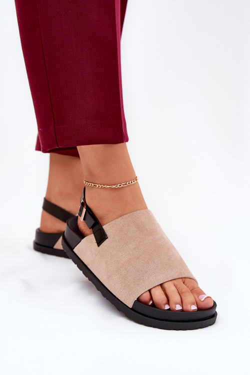 Sandały Damskie Z Eko Zamszu Na Platformie Beżowe Migola