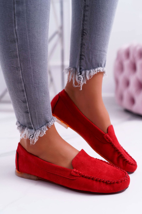 Mokasyny Damskie Sergio Leone Zamszowe Czerwone Winted