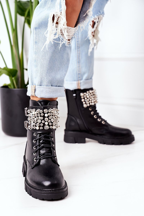 Ocieplane Workery Z Perełkami Czarne Now Or Never