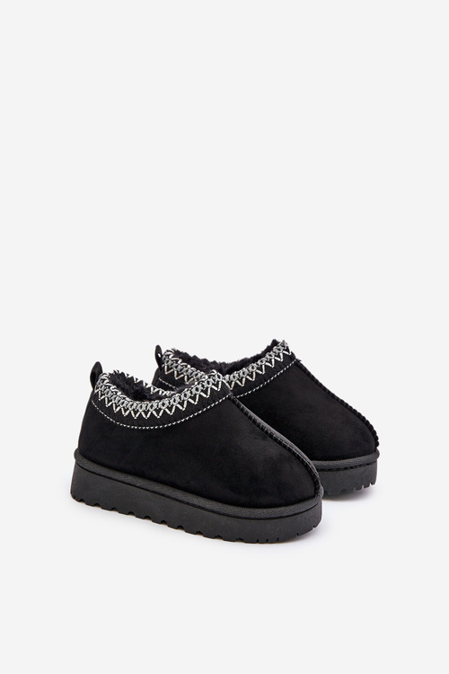 Śniegowce Botki Dziecięce Na Platformie Ocieplane Futerkiem Czarne Vilabria