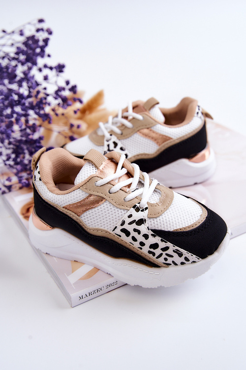 Dziecięce Sportowe Buty Sneakersy Biało-Czarne Kizzie