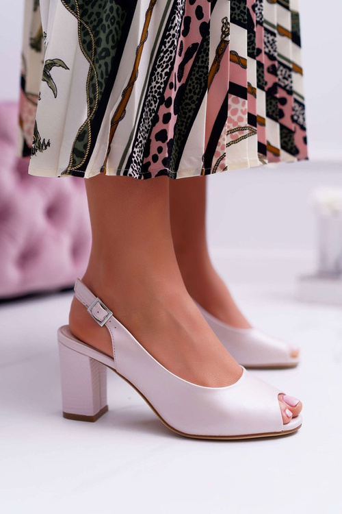 Sandały Damskie Na Słupku Sergio Leone SK765 Różowa Perła Vime