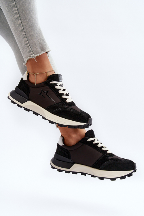 Sneakersy Damskie Skórzane Big Star NN274963 Czarne