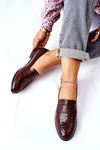 Lakierowane Mokasyny W Zwierzęcy Wzór Brązowe Lenie