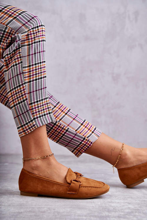 Zamszowe Mokasyny Z Ozdobą Camel Santi