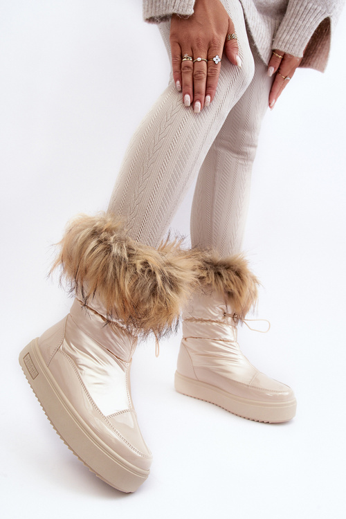 Damskie Śniegowce Z Futerkiem Beżowe Big Star MM274380