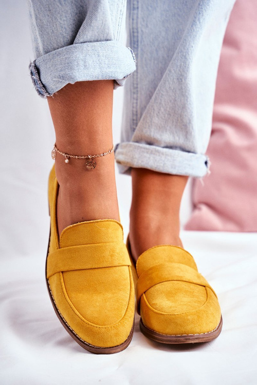 Damskie Półbuty Zamszowe Żółte Cintra