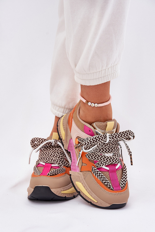 Sneakersy Buty Sportowe Damskie Z Podwójnym Sznurowaniem Khaki Efobell