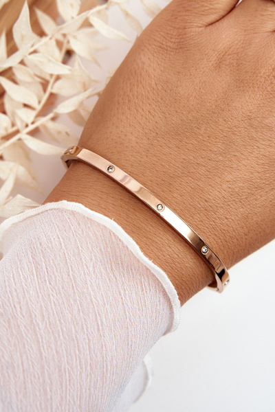 Bransoletka Stalowa Z Cyrkoniami Różowe Złoto Lauren
