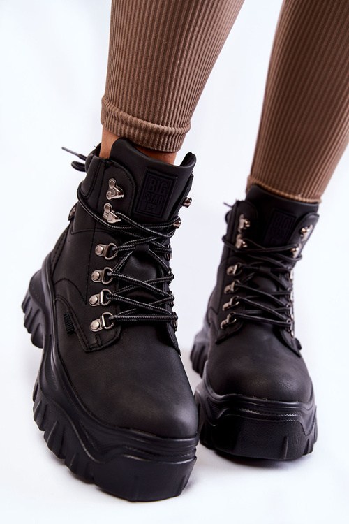 Damskie Botki Trapery Memory Foam Big Star KK274368 Czarne