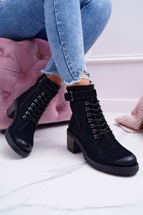 Damskie Botki Workery Sergio Leone Czarne BT705