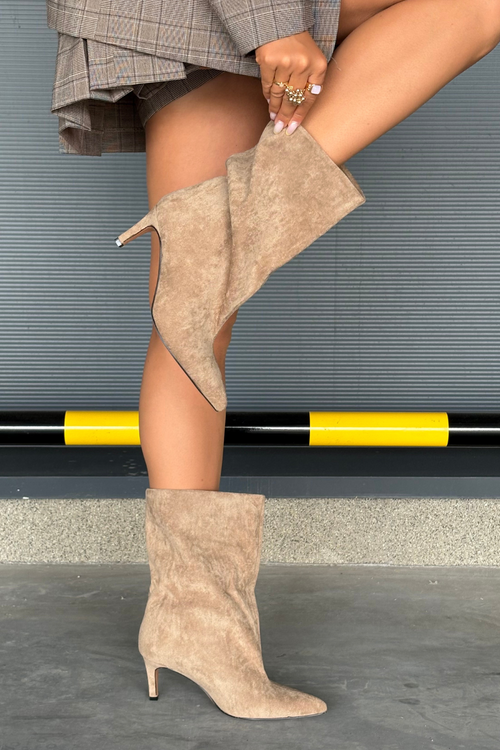 Wsuwane Botki Damskie Na Szpilce Beżowe Solvienne