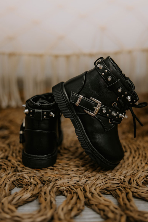 Dziecięce Botki Ocieplane Futerkiem Czarne Flossie