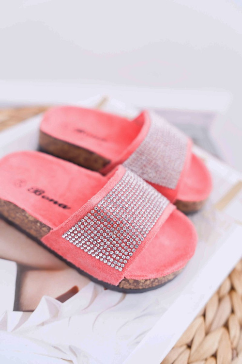 Dziecięce Koralowe Klapki Na Korku Kryształki Malena